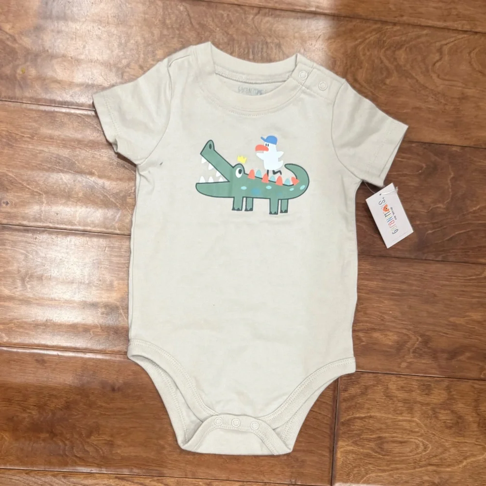NWT Size 12 Months Garanimals Cream Dinosaur Onesie